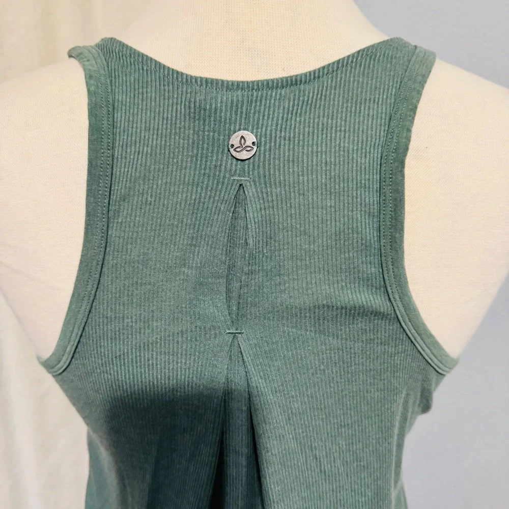 Prana Ribbed‎ Tank Top Racerback Yoga Athletic Green Sleeveless Womens Small